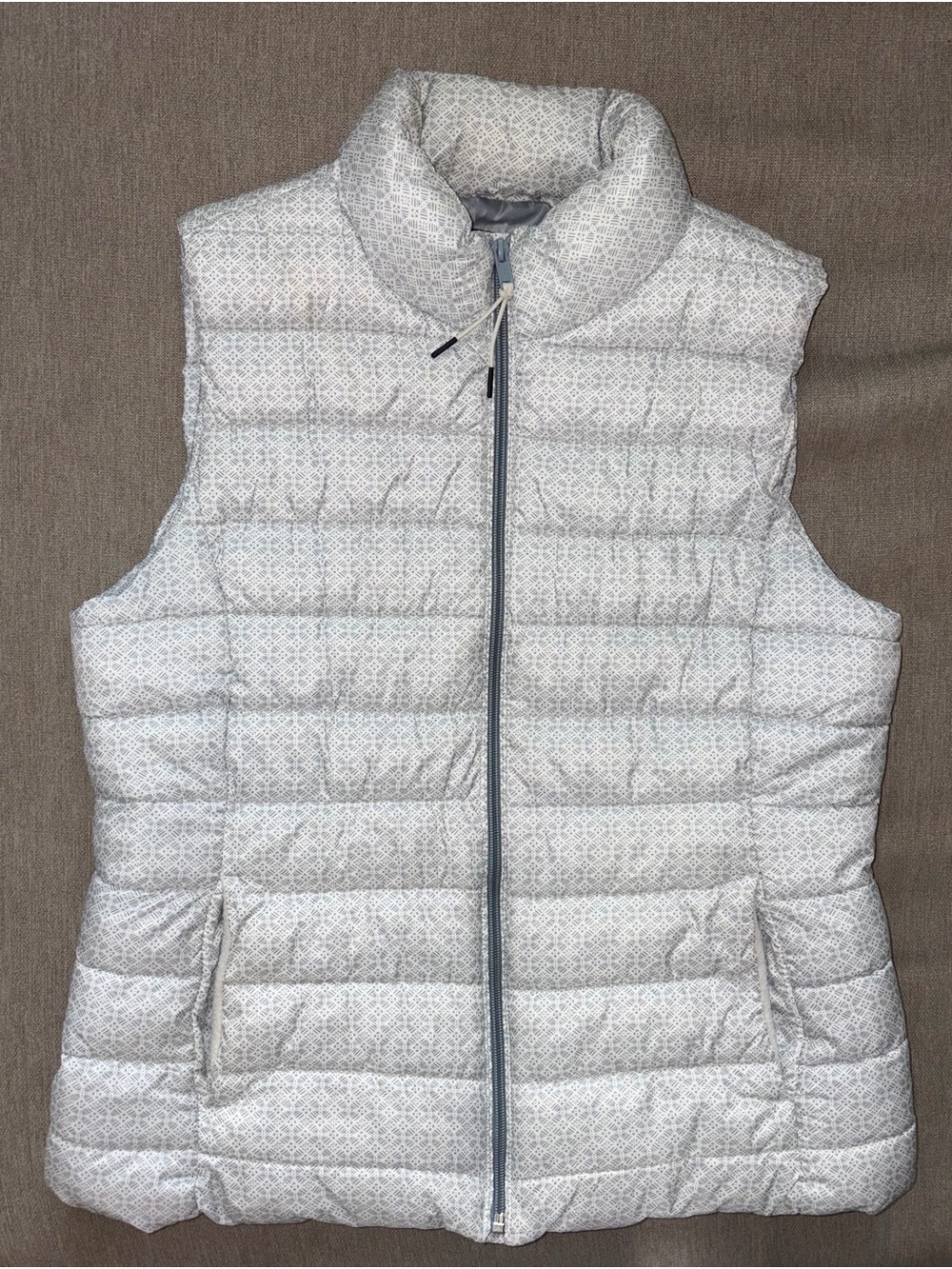 GAP Light Gray Quilted Puffer Vest with Subtle Pattern